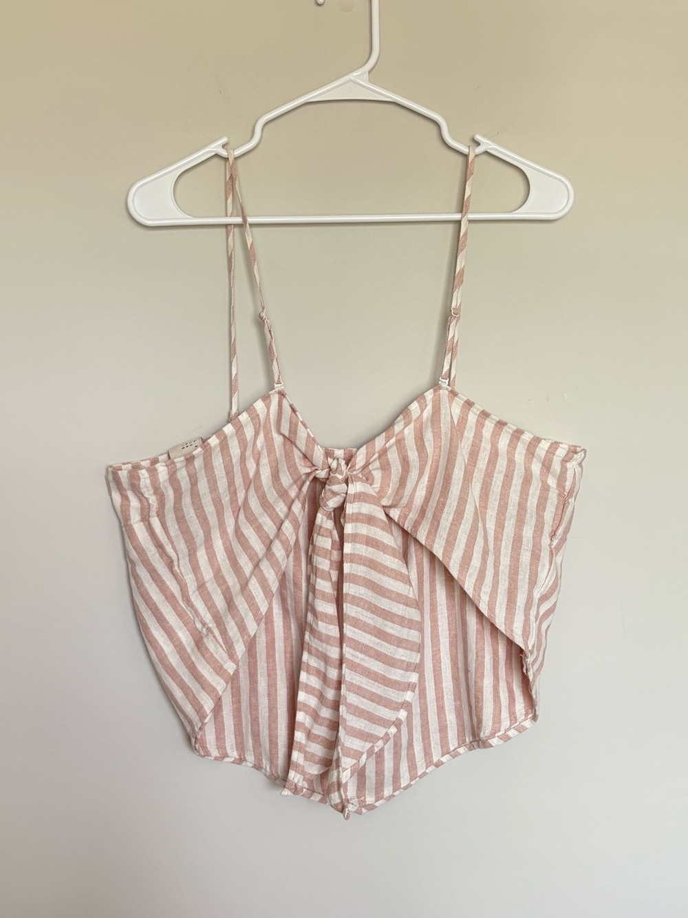 A New Day Pink White Stripe Tie Back Handkerchief Tank Top Size XL Cami - Picture 4 of 8